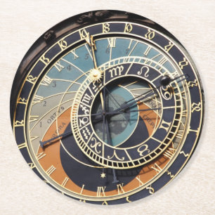 Astronomische Uhr in Prag Runder Pappuntersetzer