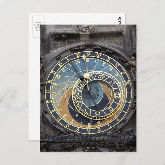 Astronomische Uhr oder Prag Orloj Postkarte (Vorne/Hinten)