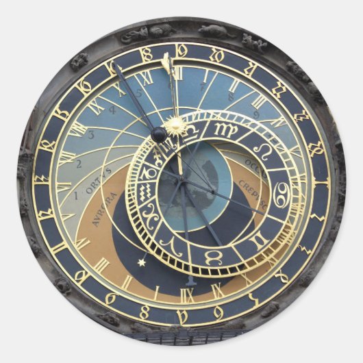 Astronomische Uhr oder Prag Orloj Runder Aufkleber (Vorderseite)