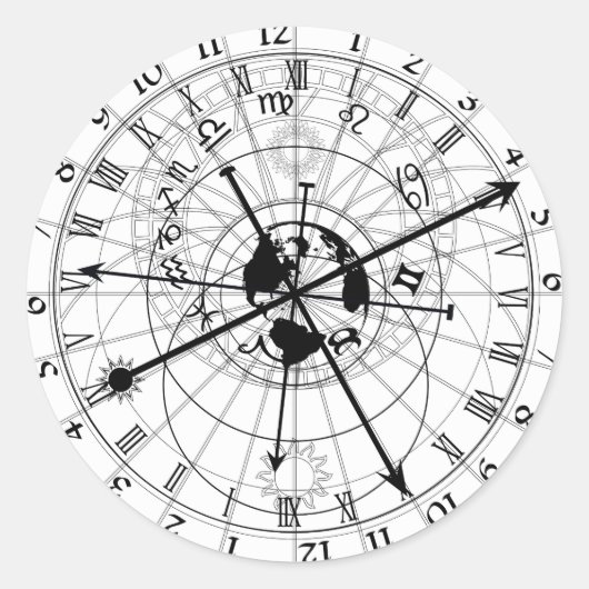 Astronomische Uhr Runder Aufkleber (Vorderseite)