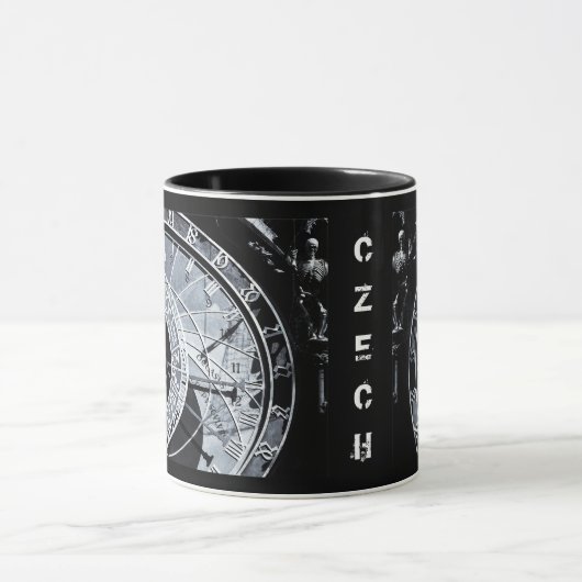 Astronomische Uhr und Skelett - Prag, Tschechien Tasse (Zentrum)