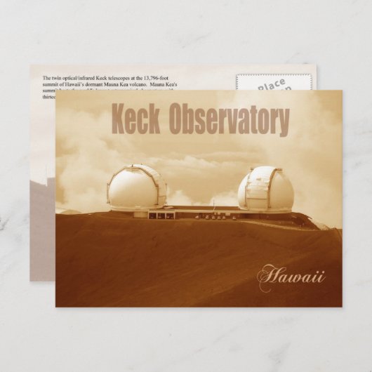 Astronomisches Observatorium Keck, Mauna Kea, Hawa Postkarte (Vorne/Hinten)