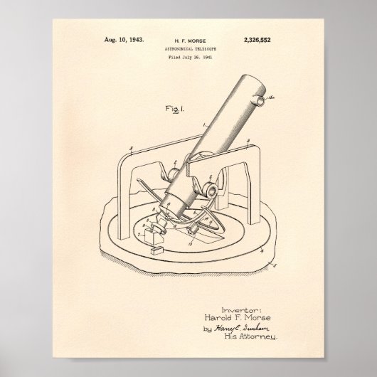 Astronomisches Teleskop 1943 Patent Art Old Peper Poster (Vorne)