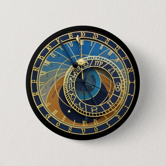 Astronomisches Uhr-Prag Orloj Button (Vorderseite)