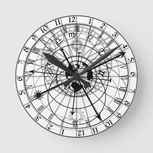 Astronomisches Uhrenschwarz Runde Wanduhr (Vorderseite)
