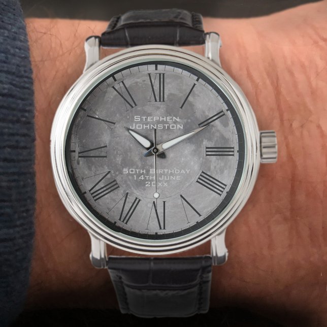 Astronomy Theme Full Moon to Personalise Armbanduhr (Von Creator hochgeladen)