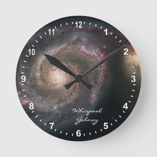 Astronomy & Whirpool Galaxy Clock, Hubble / spiral Runde Wanduhr (Vorderseite)