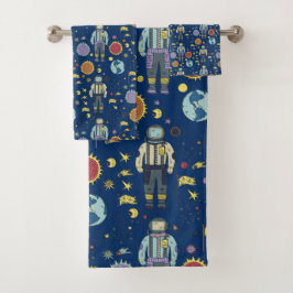 Astrounaut Space Man farbenfroh Badhandtuch Set