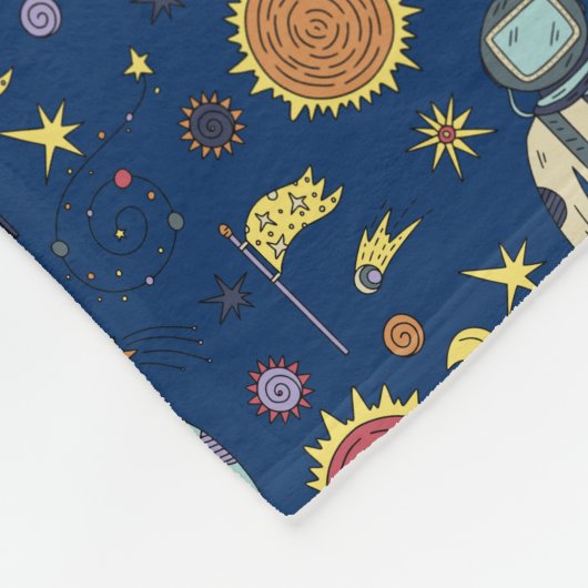 Astrounaut Space Man farbenfroh Fleecedecke (Ecke)