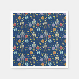 Astrounaut Space Man farbenfroh Serviette