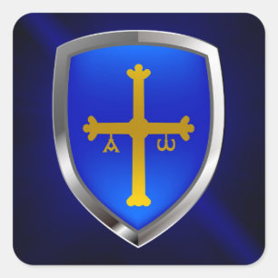 Asturias Metallic Emblem Quadratischer Aufkleber
