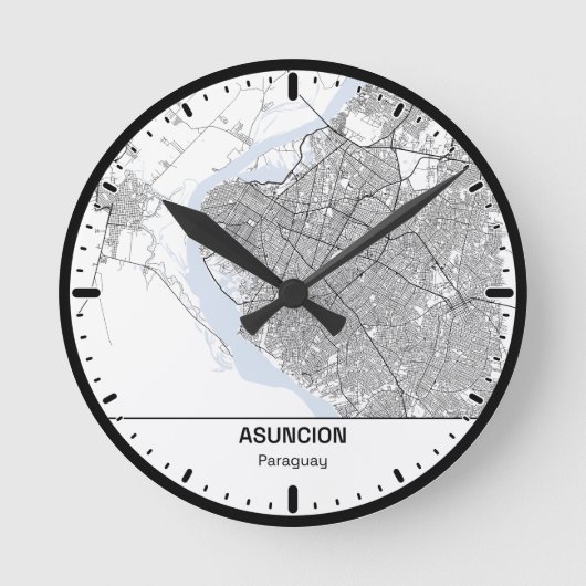 Asuncion Clock City Line Art Runde Wanduhr (Vorderseite)