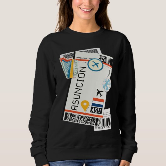 Asunción Paraguay City Skyline Silhouette Outline  Sweatshirt (Vorderseite)