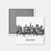 Asuncion Paraguay Skyline BW Magnet (Vorderseite/Rückseite)