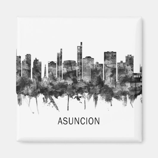 Asuncion Paraguay Skyline BW Magnet (Vorne)
