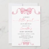 ASweet Little Girl Coquette Bow Border Baby Shower Einladung (Vorderseite)