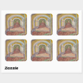 Asylkorridor von Vincent Van Gogh Quadratischer Aufkleber (Blatt)