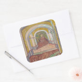 Asylkorridor von Vincent Van Gogh Quadratischer Aufkleber (Umschlag)