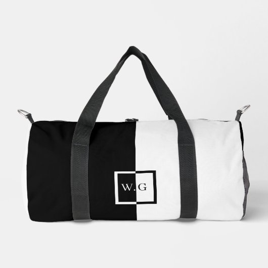 Asymetrie bei Schwarz-Weiß-Duo-Schachbrett Duffle Bag (Vorderseite)