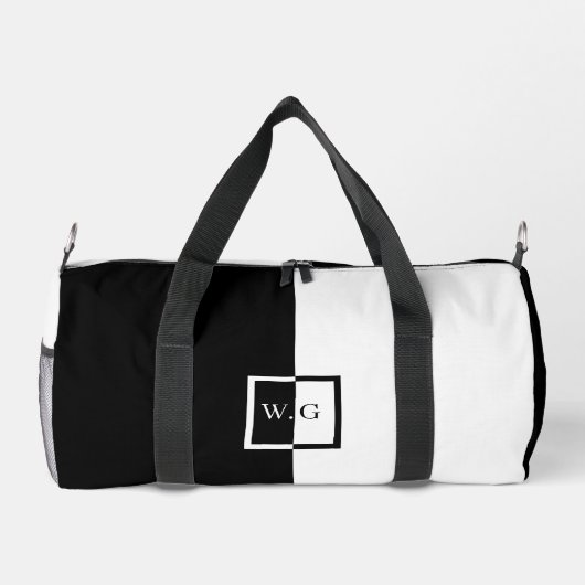Asymetrie bei Schwarz-Weiß-Duo-Schachbrett Duffle Bag (Rückseite)
