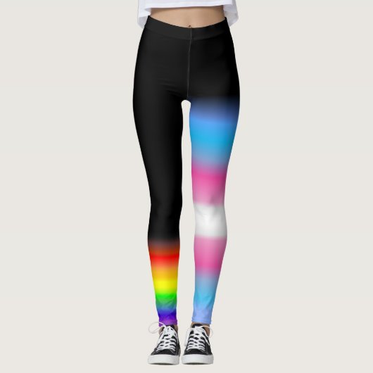 Asymetrischer Transport-Regenbogenstolz Leggings (Vorderseite)