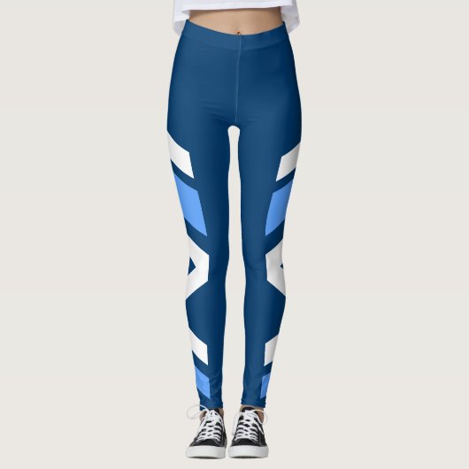 Asymetrisches Seitenband-Blau schattiert Leggings (Vorderseite)