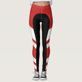 Asymetrisches Seitenband-rote/weiße/schwarze Leggings (Vorderseite)