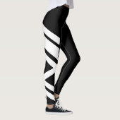 Asymetrisches Seitenband-schwarze/weiße Leggings (Rechts)