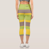 Asymmetric Stripes Lines Brown Yellow Green Capri Leggings (Rückseite)