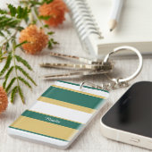 Asymmetric Stripes Lines Green Gold White Schlüsselanhänger (Vorderseite rechts)
