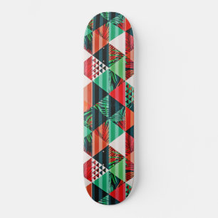 Asymmetrical shapes with lots of color and palm skateboard
