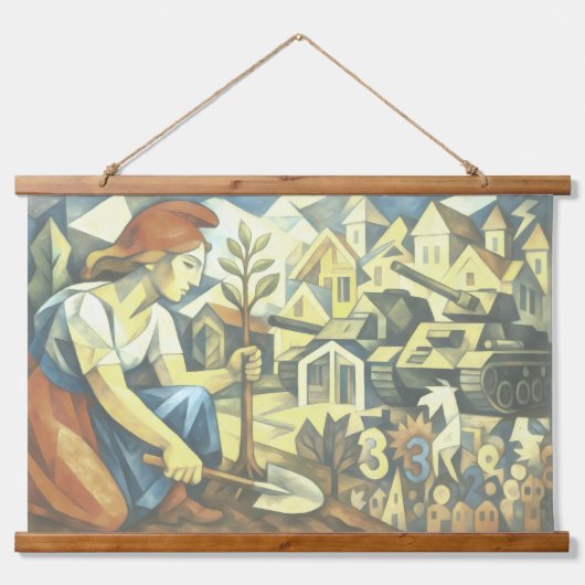 Asymmetrie eines Kampfes Wandteppich Mit Holzrahmen (Vorne)