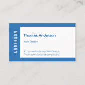 Asymmetrisch Blau und Weiß Minimalistisch Visitenkarte (Vorderseite)