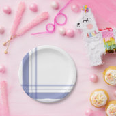 Asymmetrisch Kariert Flannel Navy Blue Linear Pappteller (Party)