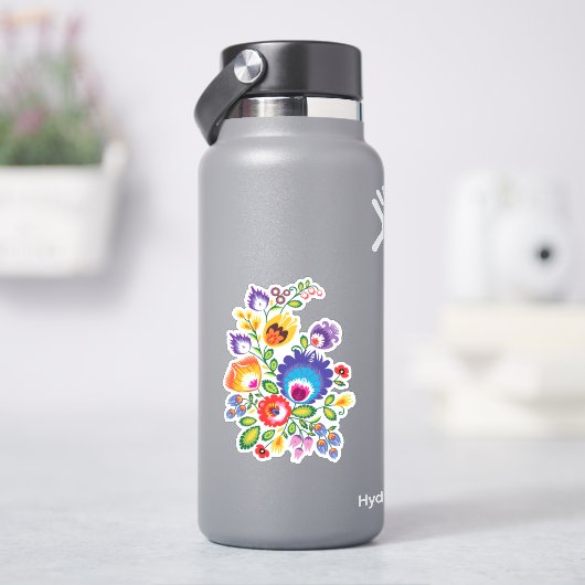 Asymmetrisch poliertes Volksvolk Wycinanki Aufkleber (HydroFlask)