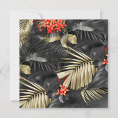 Asymmetrische Elegant-Dunkle Tropenblumenhochzeit Einladung (Rückseite)