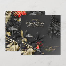 Asymmetrische Elegant-Dunkle Tropenblumenhochzeit Einladung