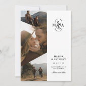 Asymmetrische Hochzeit von eleganten Monogram-Foto Save The Date (Vorderseite)