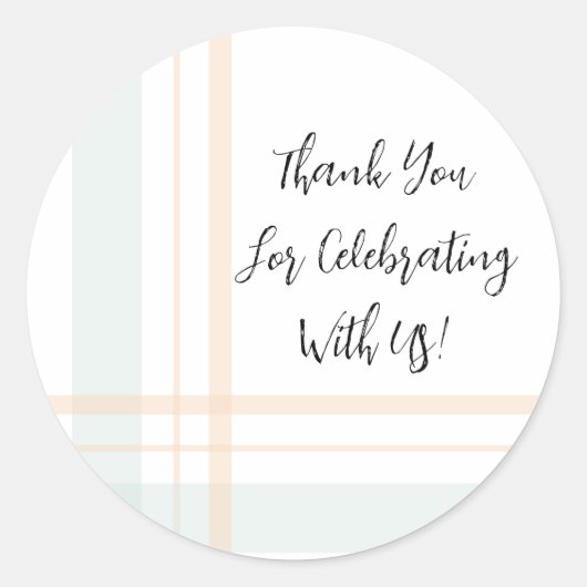 Asymmetrische Karierte Pastellgrün und Gelb Linien Runder Aufkleber (Vorderseite)