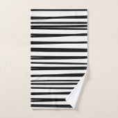 Asymmetrische Minimalistische Schwarz-Weiß-Streife Badhandtuch Set (Handtuch)