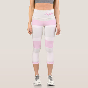 Asymmetrische Streifen Linien Grau Pink Weiß Capri Leggings