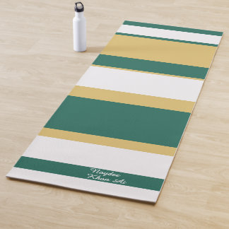 Asymmetrische Streifen Linien Grün Gold Weiß Yogamatte