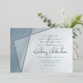 asymmetrischer Rahmen staubblaue Hochzeit mit Silb Folieneinladung (Stehend vorne)