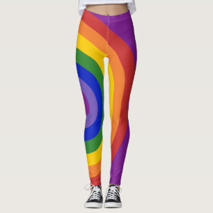 Asymmetrischer Regenbogen-Bullseye-LGBT-Preis Leggings
