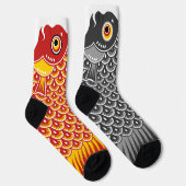 Asymmetrischer schwarzer und roter Koinobori-Karpf Socken (Rechts)