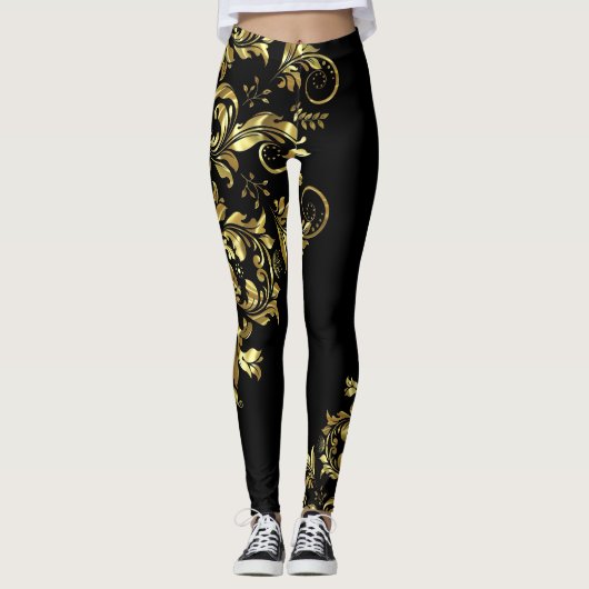 Asymmetrisches Design aus schwarzem und schmalem G Leggings (Vorderseite)