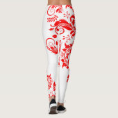 Asymmetrisches Design in Rot und Weiß Leggings (Rückseite)