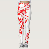 Asymmetrisches Design in Rot und Weiß Leggings (Vorderseite)