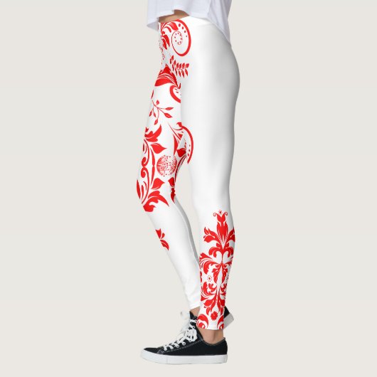 Asymmetrisches Design in Rot und Weiß Leggings (Links)