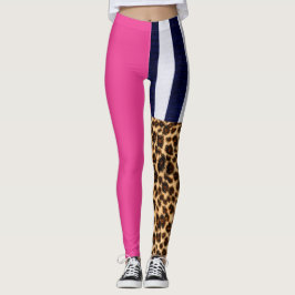 Asymmetrisches Hot Pink, Streifen und Leggings